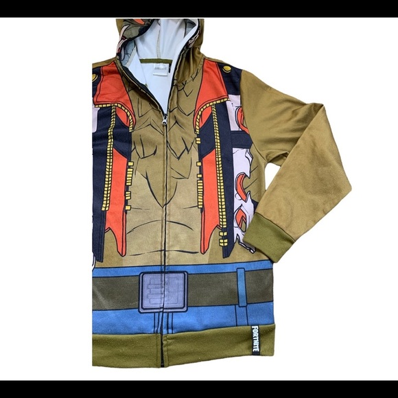 FORTNITE Dire Wolf Costume Zip Front Hoodie Olive Green Boys Large Age 10-12Y - Picture 5 of 11